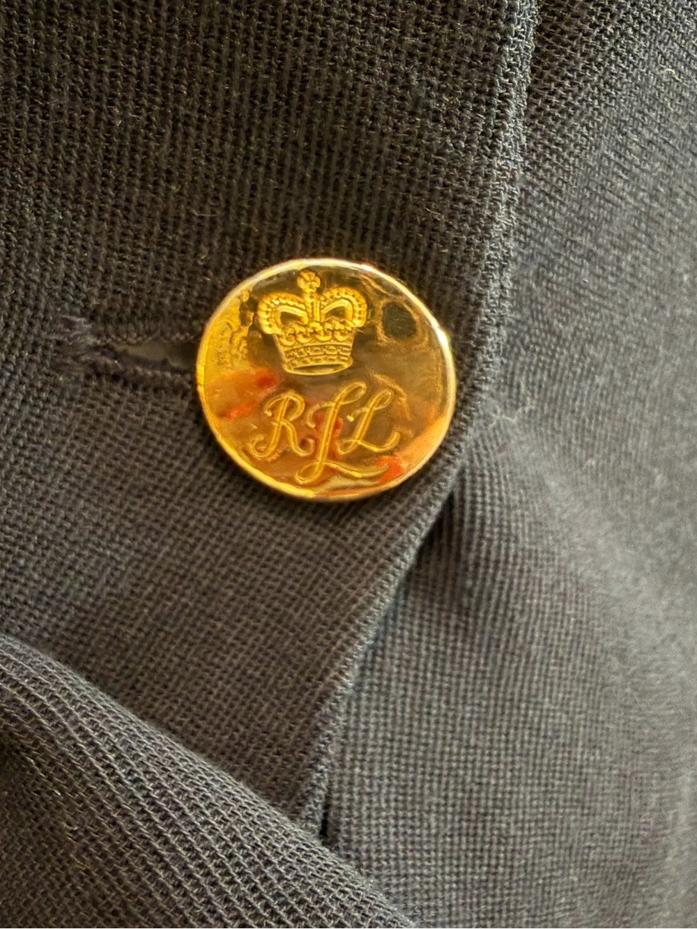 Vintage Lauren Ralph Lauren Black Blazer Gold Crest Buttons Size 4 Fall Money - Picture 6 of 13